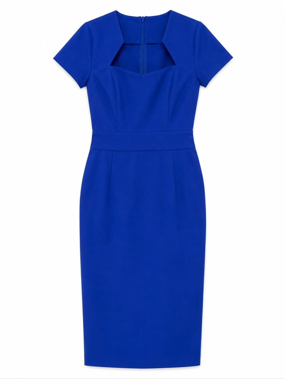 Grace Karin Royal Blue Midi Sheath Dress with Cutout Neckline